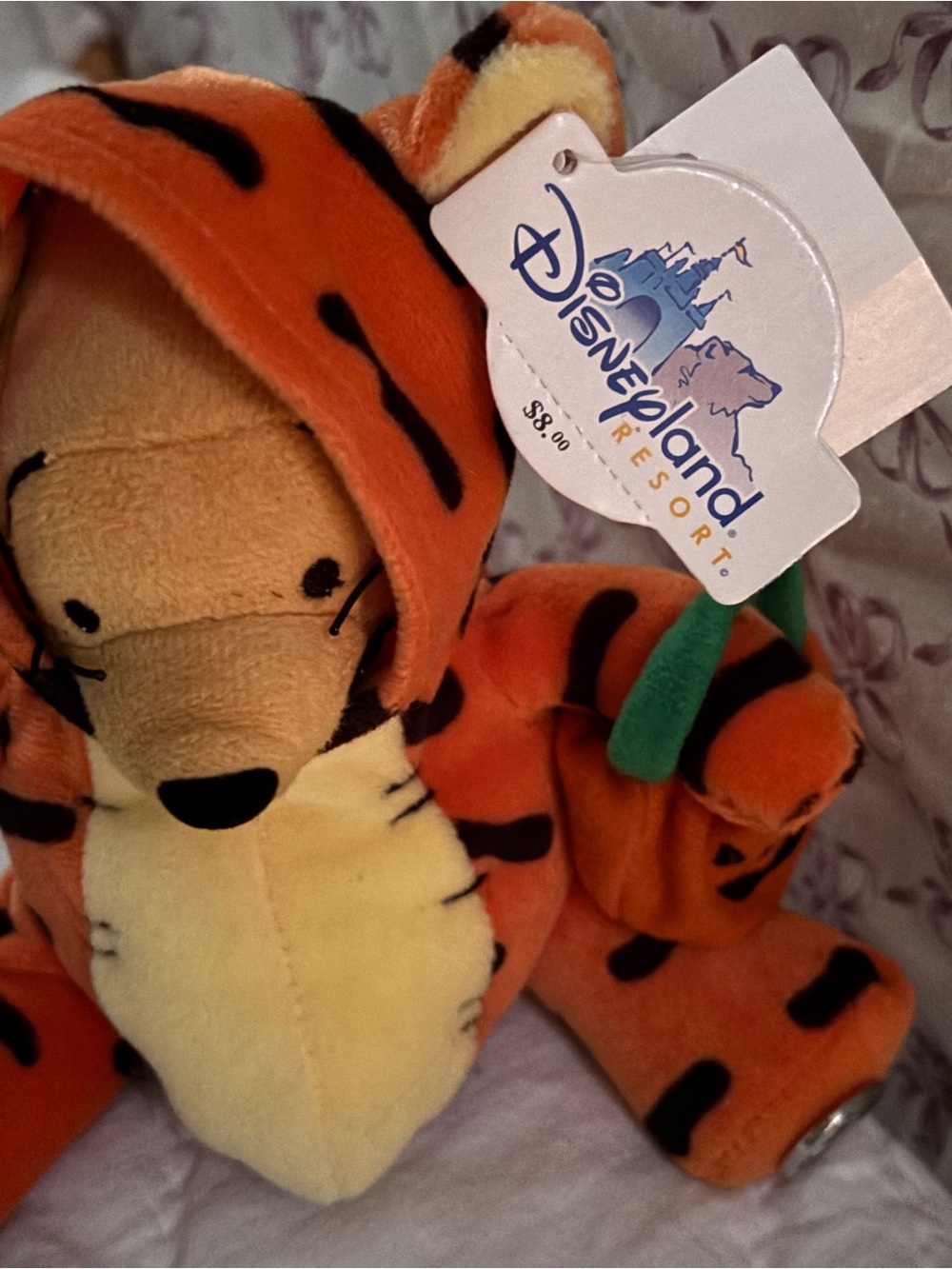 Disney NWT Pooh Bear dressed as Tigger Carrying Trick r Treat Pumpkin Bag Plush